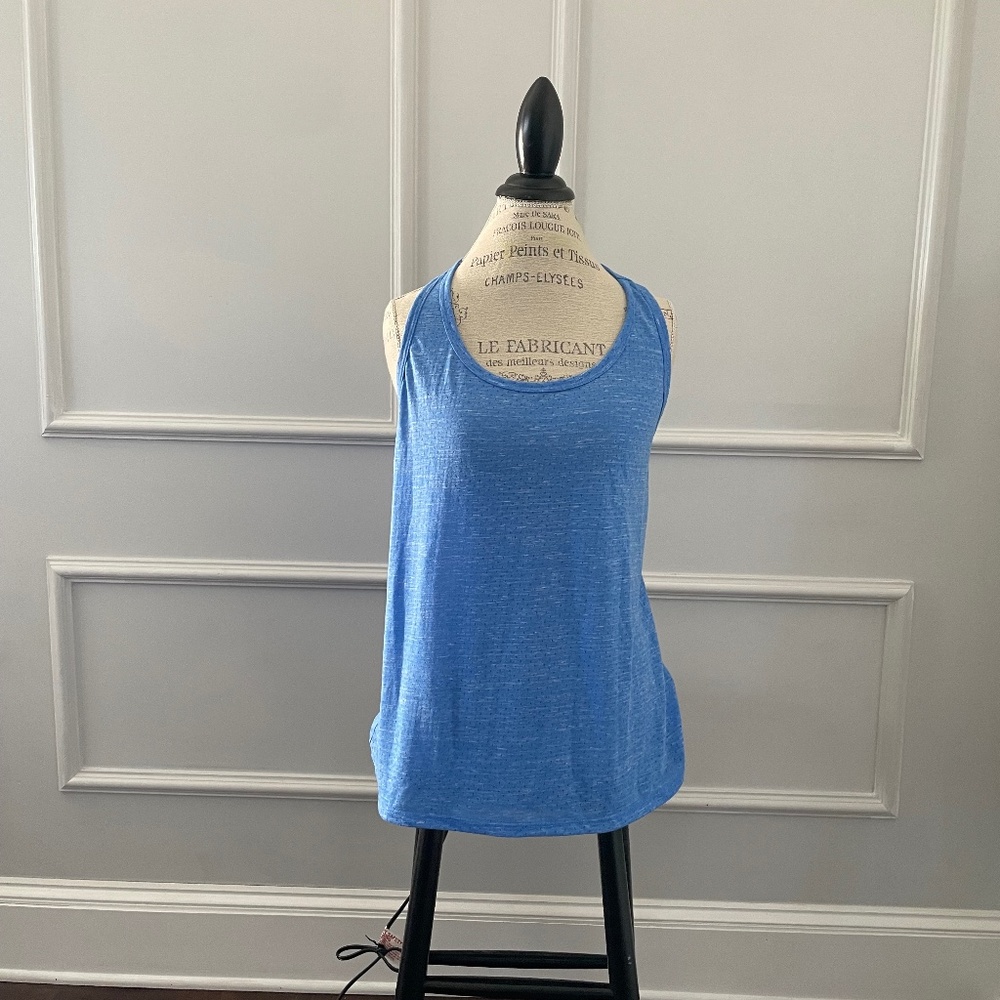 Blue soft athletic racer back tank perforated